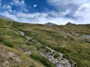 La cima che sbuca durante la salita nei prati 