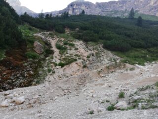 Il punto in cui il sentiero 14 devia a sx