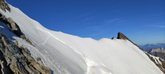 la traccia (in ghiaccio) per lo Stecknadelhorn, non ci andrà nessuno