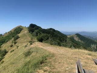 Pian del Curlo dove l'itinerario da Casereggio raggiunge il crinale prima della deviazione per il monte Buio