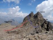 Salendo la Montagnetta, veduta su altopiano della Rocca Rossa e vie di salita