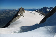 Durante la discesa vista sull'Aiguille du Midi