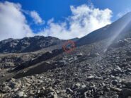 Il punto dove è agevole passare per ricongiungersi al sentiero normale