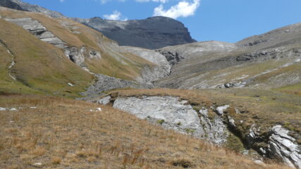 torrente fra le rocce, cresta e vetta