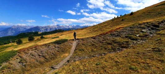 Primo tratto in traverso sotto il Pic du Clocher