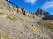 la conca che si attraversa con la cima del vallonetto e la cresta percorsa 