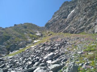 Ultimo tratto ripido verso il colle Manzol.