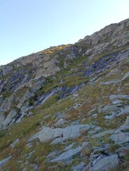 Sella erbosa da puntare dove passa il sentiero di salita