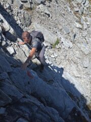 Passaggio d'arrampicata appena prima del colle di Marzo