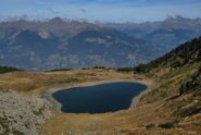 Visto salendo al colle omonimo: un Lago di Chamolè in evidente carenza d’acqua