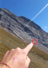 attacco della via visto dal Colle Valpreveyre