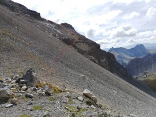 Percorso di salita dal colle