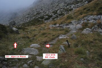 Il bivio col C4-GTA alla Bocchetta del Lago