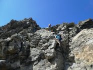 Sulla parte bassa della paretina finale.