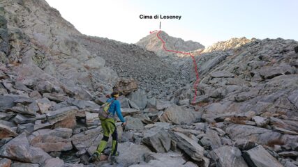 Cresta Nord per salire la Cima di Leseney