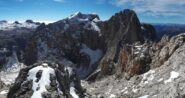 Panorama dalla vetta verso la Cima di Focobon ed il resto della Pale