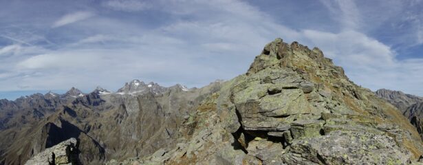 Panorama dalla vetta: Gruppo del Gran Paradiso e cresta in direzione del Gran Carro