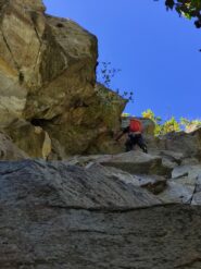 Appena prima dello strapiombo con cordone