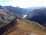dal costone di salita ,il Monte Peyron e il lago di Pontechianale 