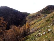 Arrivando all'Alpe Vallone Ferraris. Sullo sfondo a sinistra il Becco.