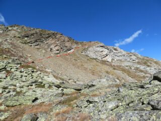 la traccia per la vetta del Mont Pelà