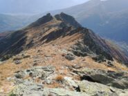 Il crestone percorso, in fondo il Monte Saron