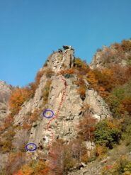 scalatori su il ballo delle ombre, in rosso il tracciato di 2 nuvole