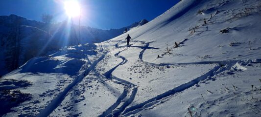 Prime curve su neve ventata