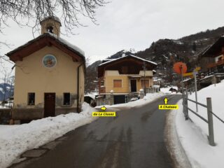 La partenza dalla Cappella di Croix des Pres secondo l'itinerario descritto