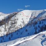 La traccia di salita vista dalla B.tta di Olino.