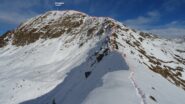 In rosso il percorso della cresta sud del M.Valegino.
