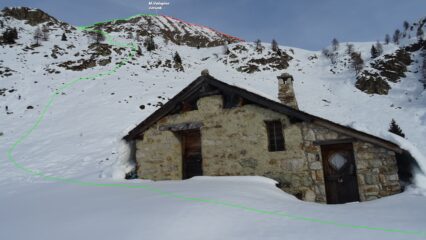 Dalla Baita del Buco 1936mt.  In rosso Creta sud quella salita in verde quella NO fatta in discesa.