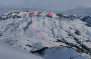 Itinerario visto dal Parpaillon
rosso salita 
blu discesa con risalita