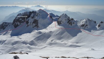 Il percorso con la traccia ,visto dalla Grotta dei Pagani.