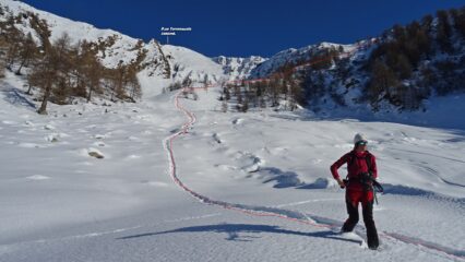 In rosso la traccia che abbiam fatto sul versante nord.