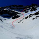 In rosso canale parete est in blu canale più facile e breve