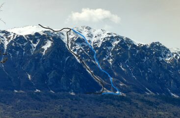 Morrone dai pressi di Roccacaramanico. Nero salita, blu discesa