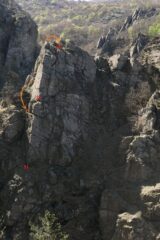 la prima rocca al mattino e la posizione dell'ancoraggio trad per raggiungere S1 in corda doppia