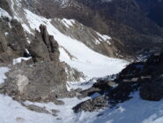 Uno sguardo sul canale dalla cresta dell'anticima