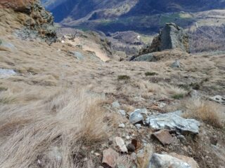 il canale di salita da sopra, su buona traccia