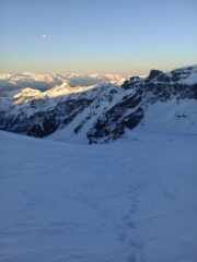 La nostra traccia sul ghiacciaio al mattino