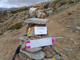 Bivio per sentiero di ritorno (bolli gialli) per i denti della Quinnseina