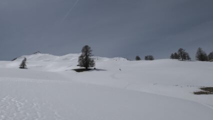 Pendii sotto l'anticima del G. Clausis su neve da sogno