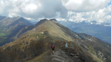 Scendendo dalla Longhede con vista sulla Becca d'Aver