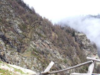 Dal Rifugio vista sul ripido canale verso il Colle.
