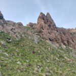 Vista del canalino percorso per raggiungere la cresta