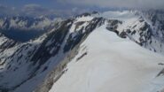 Vista verso la Lesache, con il canale disceso qualche anno fa
