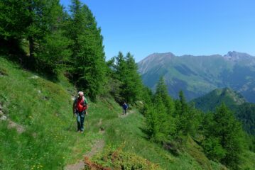Salendo dopo il bivio con il gruppo dell'Orsiera sullo sfondo