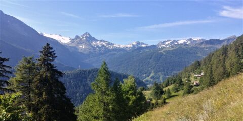 Esteso panorama alle spalle: con Rutor, Grand Assaly, M. Charvet, Freduaz, Chaz Duraz