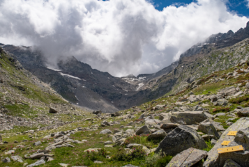 Fondo valle di Bardoney. 
Noto anche qui che l'indicazione per il colle di Bardoney non c'e piu'. 